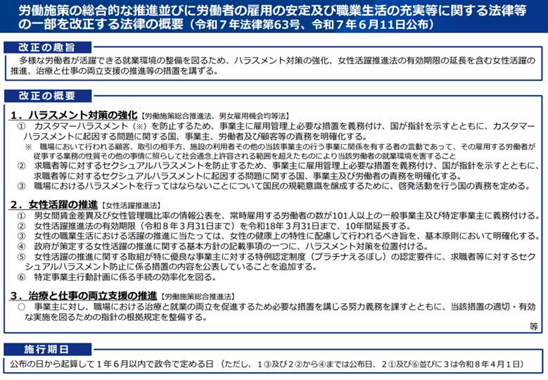 労働施策総合推進法等の一部を改正する法律の概要