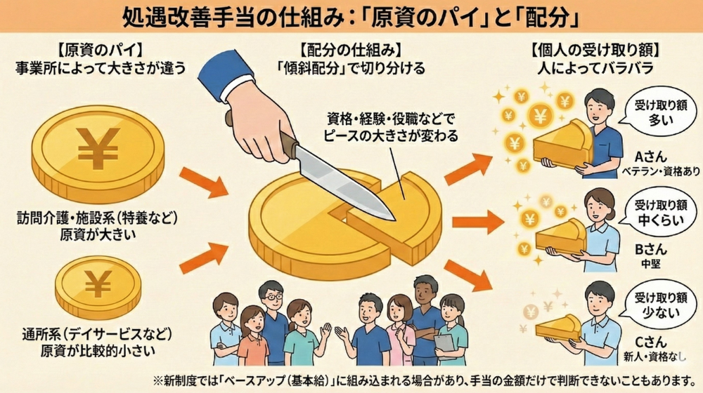 事業所の配分ルールの違い図解